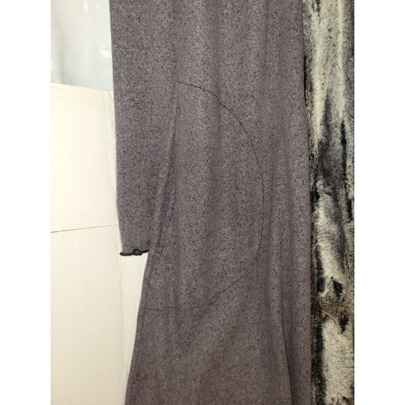 Wine Street Women's Open Front Knit Cardigan faux fur lined grey S made in USA - Picture 4 of 5